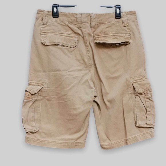 Mustway Camel Tan Cargo Shorts Mens Waist Size 33 Pocket Utility - Picture 2 of 9